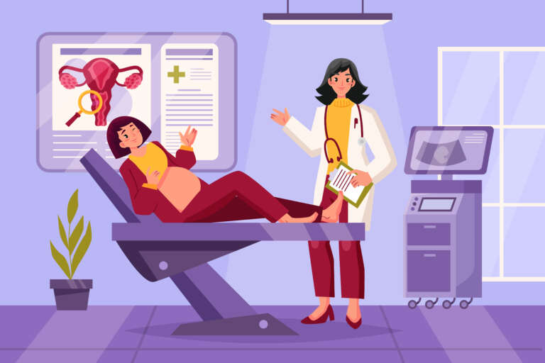 Doctor performing laparoscopy for gynecological diagnosis